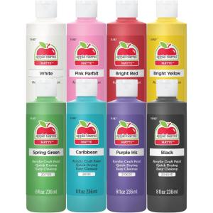 imageApple Barrel Acrylic Craft Paint Set Matte Finish Set of 8 8 Fl Oz Pack of 8 AssortedPaint Set