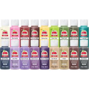 imageApple Barrel PROMOABII Matte Finish Acrylic Craft Paint Set Designed for Beginners and Artists NonToxic Formula That Works on All Surfaces 2 Fl Oz Pack of 18 18 Colors May Vary Count