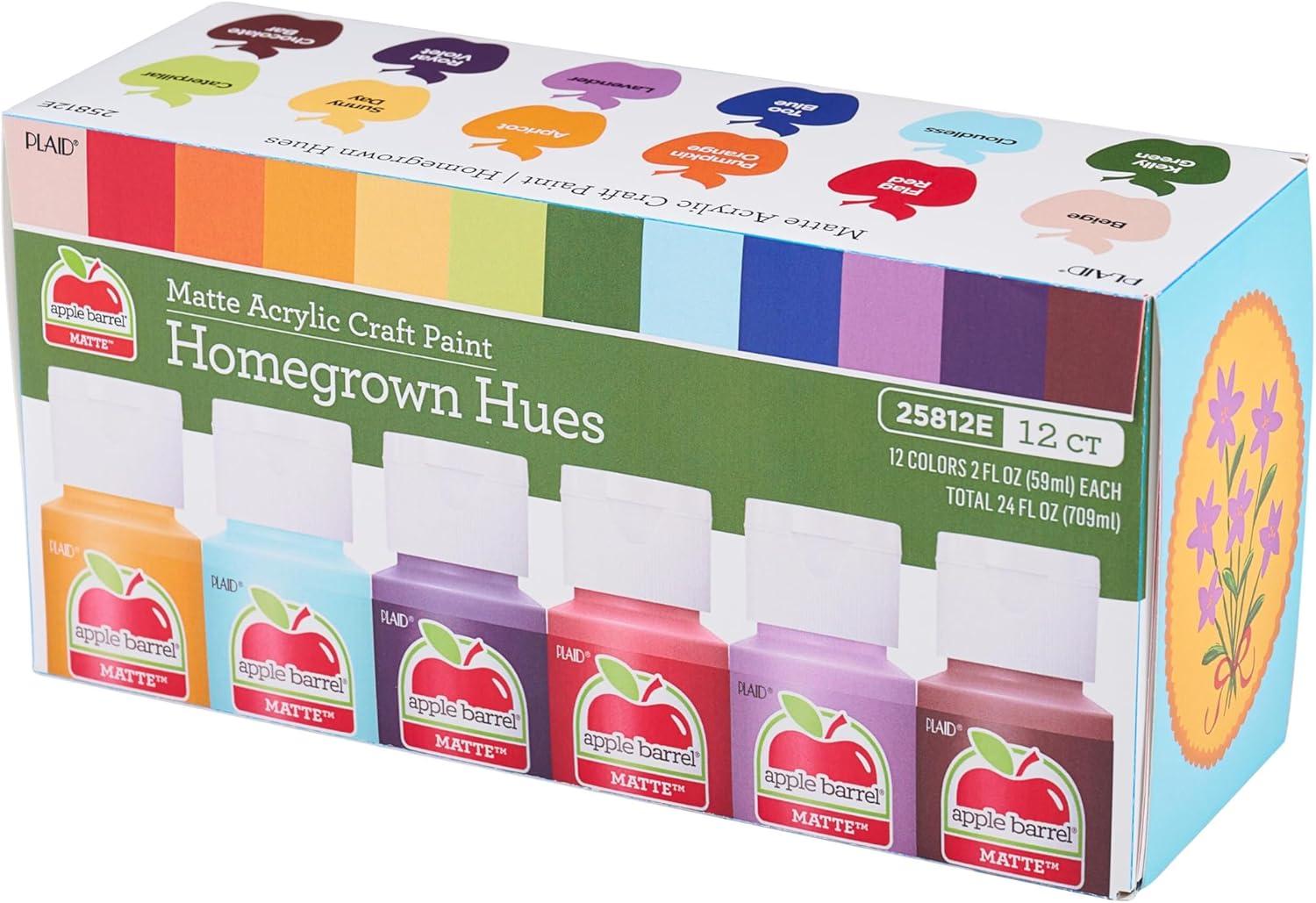 imageApple Barrel Homegrown Hues Acrylic Craft Paint Set Includes 12 Colors with a Matte Finish