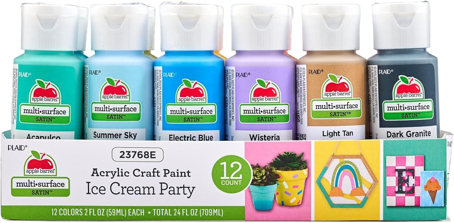 imageApple Barrel Ice Cream Inspired Includes MultiSurface Acrylic Craft Paint Set Featuring 12 Colors with a Satin Finish 23768E
