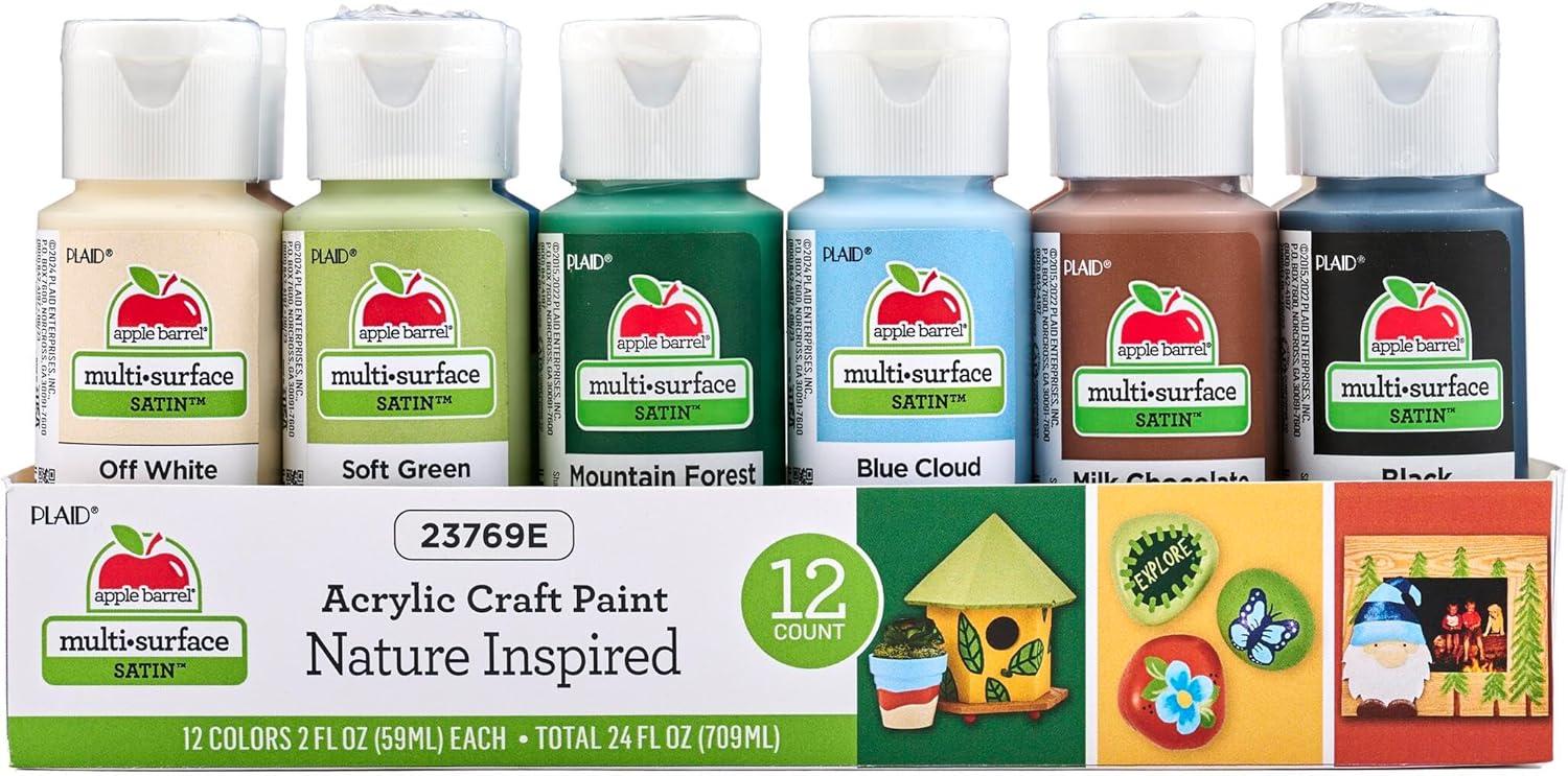 imageApple Barrel Nature Inspired Includes MultiSurface Acrylic Craft Paint Set Featuring 12 Colors with a Satin Finish 23769E