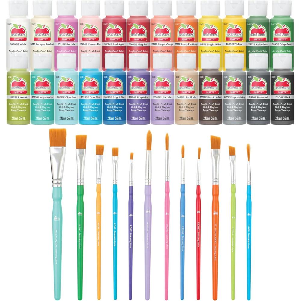 imageApple Barrel Acrylic Craft Paint Kit Matte Finish 36 pc Assorted