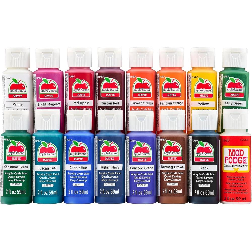 imageApple Barrel Fall Colors Kit 16 Piece Set Includes 15 Acrylic Craft Paints and 1 Mod Podge Gloss 96426Fall Colors