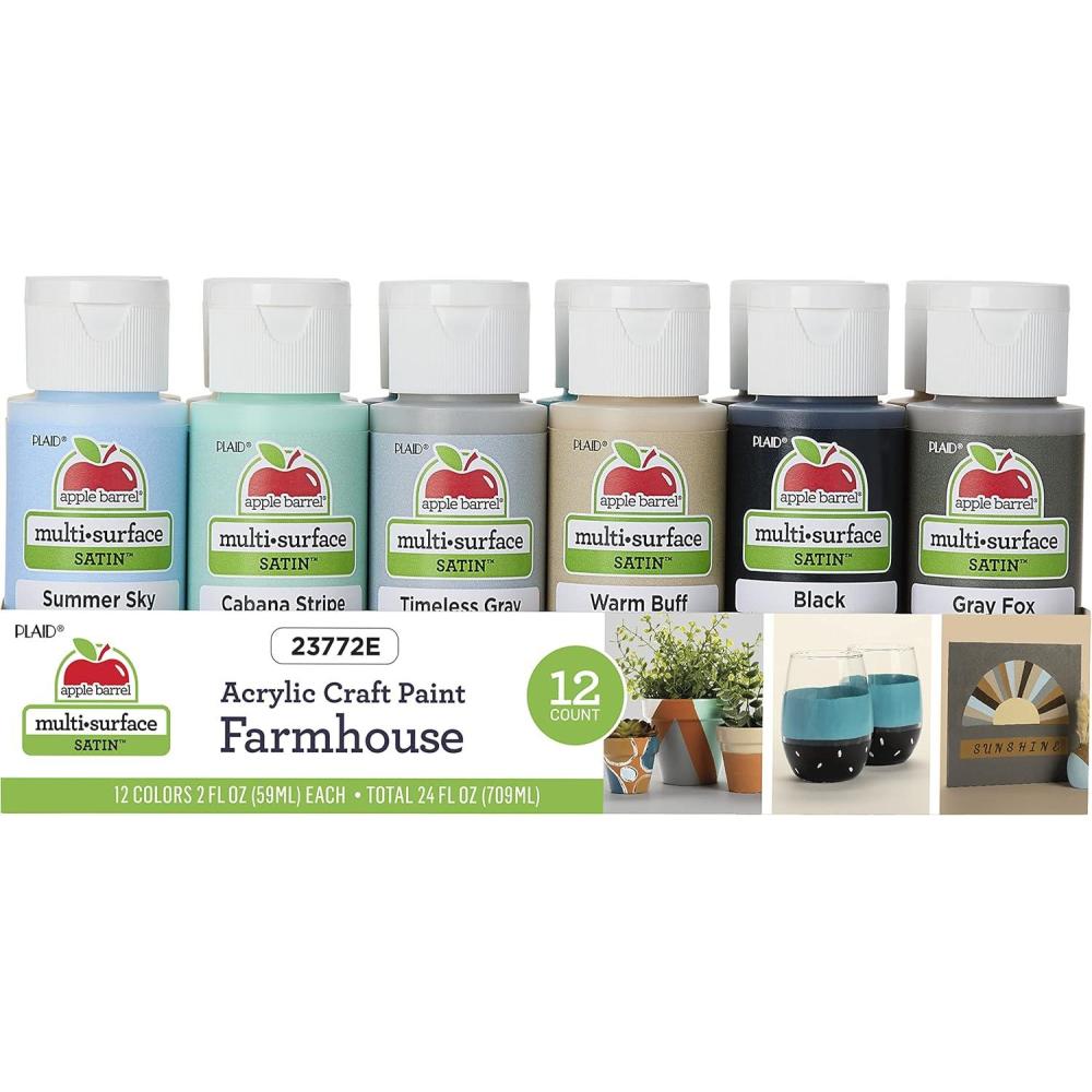 imageApple Barrel Farmhouse Acrylic Paint Set 12 24 Fl Oz Pack of 1