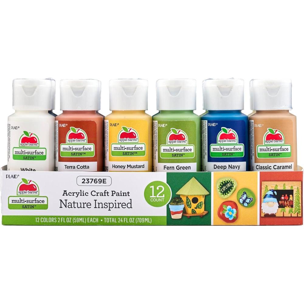 imageApple Barrel Nature Inspired Includes MultiSurface Acrylic Craft Paint Set Featuring 12 Colors with a Satin Finish 23769E