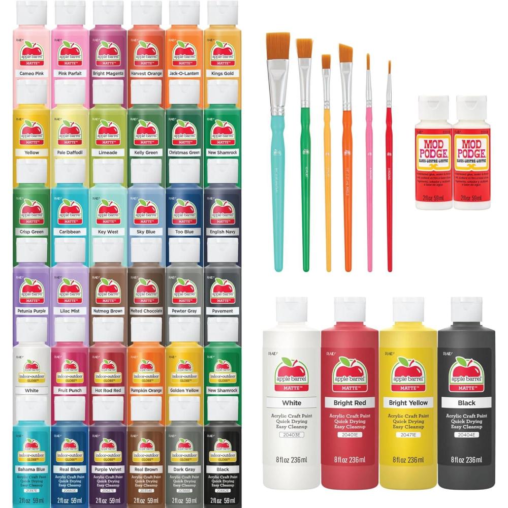 imageMod Podge Apple Barrel Mega Acrylic Paint Kit 48 Piece Set Perfect for DIY Arts and Craft Projects Assorted