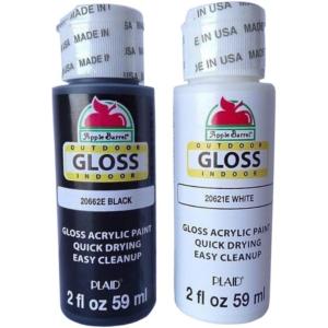imageApple Barrel Acrylic Paint Outdoor Indoor Gloss Set  Black and White 2 Ounces Each