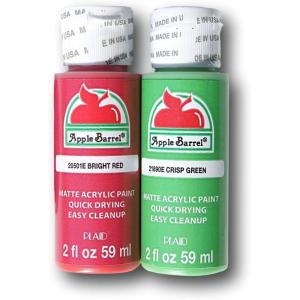 imageApple Barrel Acrylic Paint Classic Christmas Set  Bright Red and Crisp Green 2 Ounces Each