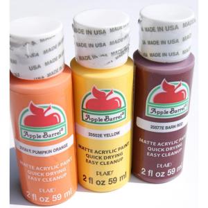 imageApple Barrel FallAutumn Acrylic Paint Set  Pumpkin Orange Barn Red and Yellow 2 Ounces Each